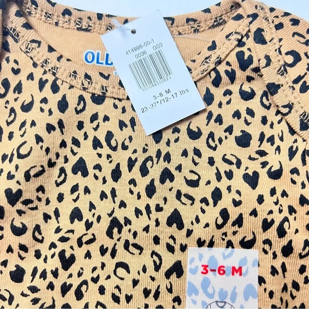 Old Navy Baby Girl Crew Neck Animal Print One-piece Long Sleeve Sz 3-6 M